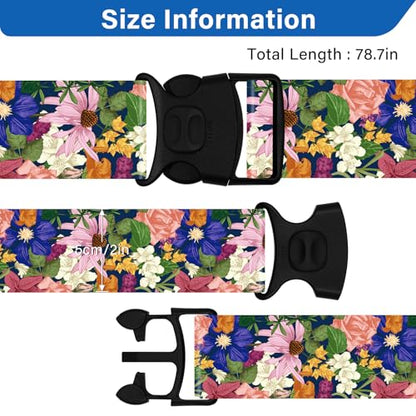 2 Pack Luggage Straps for Suitcases, Adjustable Travel Belt with Double Lock and Quick Release Buckle, Heavy Duty Nylon Bag Packing Strap, Bright Identifiers Business Travel Accessories-Flower Garden - color: 24020 Flower Garden