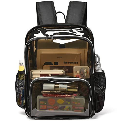 Clear Backpack,18'' Clear Backpacks for School Heavy Duty See Through Bookbag Multi-pocket PVC Backpack for Men Women, XL-Amber - color: Xl-amber, size: X-Large-18in