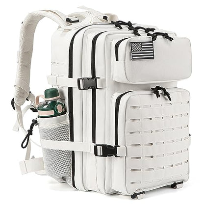 QT&QY 25L/45L Military Tactical Backpack For Men Molle Daypack 3 Day Bug Out Bag Hiking Rucksack With Bottle Holder - color: 45l 2.0 White