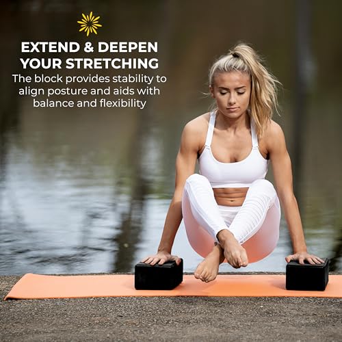 4" Yoga Block, 10 Pack Bulk EVA Foam Yoga Blocks, Firm and Supportive Yoga Brick, Balance Foam for Stretching, Pilates, and Workout, 4" x 6" x 9" - color: Black