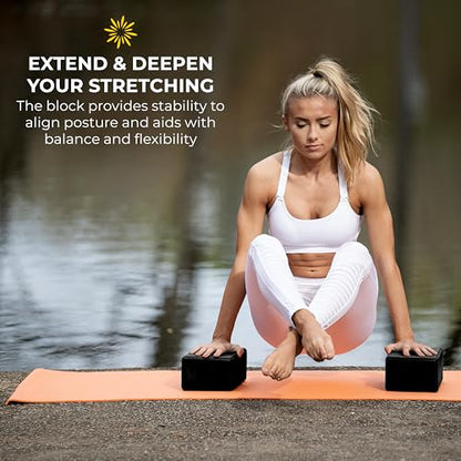 4" Yoga Block, 10 Pack Bulk EVA Foam Yoga Blocks, Firm and Supportive Yoga Brick, Balance Foam for Stretching, Pilates, and Workout, 4" x 6" x 9" - color: Black