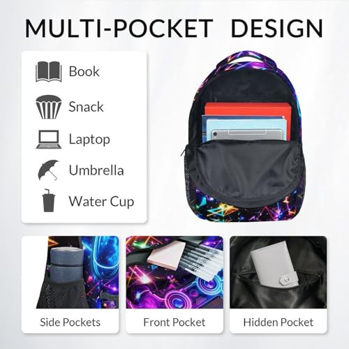 Personalized Gamer Backpack for Boys - Custom 17 Inch Kids Toddlers Bookbag, Lightweight Large Capacity Gaming Schoolbag for School Travel Camping - color: Silver
