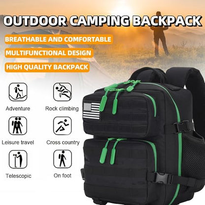 9L Mini Tactical Backpack for Men and Women Tactical Backpack Small for Hiking Small Tactical Bag Fitness Pack - color: Black&green2.0