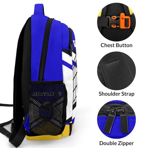 Bright Blue Gold Volleyball Personalized School Backpack Casual Laptop Bag for Man Woman - color: Muilti 5
