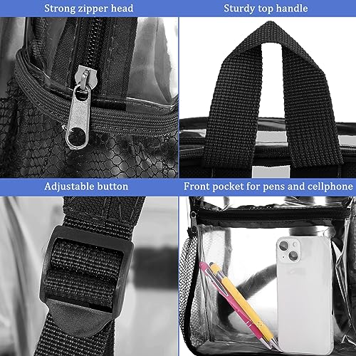 WILLBOND 12Pack Clear Backpack Heavy Duty Transparent Bookbag See Through Waterproof Plastic Backpack Bulk(Black) - color: Black