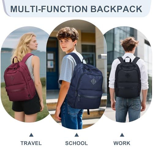 RAVUO Backpack for Men, Water Resistant Black School Backpacks Large Bookbag 15.6inch Laptop Back Pack College Daypack Schoolbag for Teen Boys Girls - color: Black