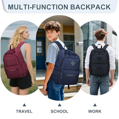 RAVUO Backpack for Men, Water Resistant Black School Backpacks Large Bookbag 15.6inch Laptop Back Pack College Daypack Schoolbag for Teen Boys Girls - color: Black