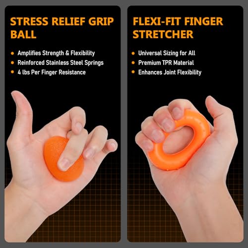 JKSHMYT Grip Strength Trainer Kits (5 Pack), Adjustable Resistance Forearm Strengthener, Hand Gripper Strengthener for Muscle Building - color: Orange