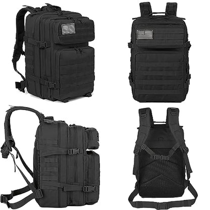 QT&QY 45L Military Tactical Backpacks Molle Army Assault Pack 3 Day Bug Out Bag Hiking Treeking Rucksack… - color: 1.1 Black