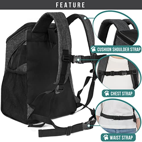 PetAmi Cat Backpack Carrier, Airline Approved Pet Carrier Backpack for Small Dogs and Large Cats, Soft Sided Collapsible Ventilated with Sherpa Bed for Hiking Travel, Max 18 lbs, Heather Charcoal - color: Heather Charcoal