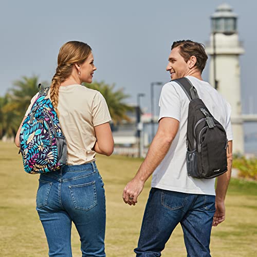 G4Free Sling Bag for Men and Women, RFID Blocking Crossbody Bag, Lightweight Sling Backpack for Travel, Hiking, Walking and Daily Use - color: Maple Leaf Blue
