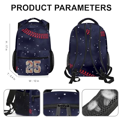 Personalized Baseball Drip Backpack for Kids Boys Girls, Blue Ice Cream Print Travel Bag, Multi Pocket Everyday Backpack (#7) - color: #7