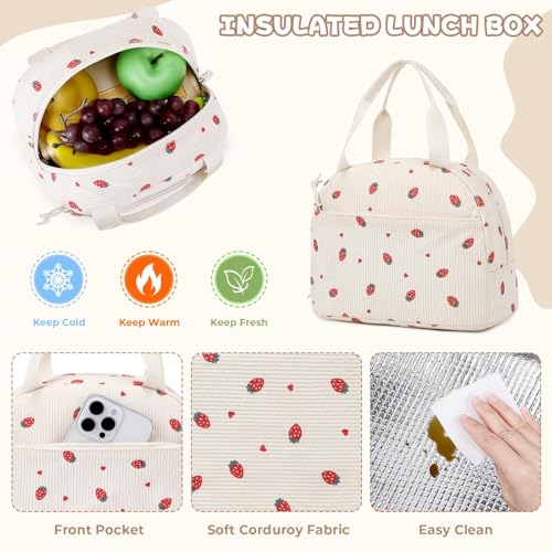 MOONBABY Girls Backpack, Kids Backpack for Girls, School bag for Primary Elementary Teenage, Middle School Students Bookbag - color: 3pcs-beige Strawberry