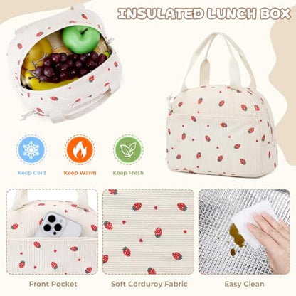 MOONBABY Girls Backpack, Kids Backpack for Girls, School bag for Primary Elementary Teenage, Middle School Students Bookbag - color: 3pcs-beige Strawberry