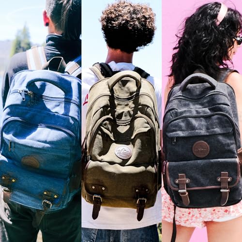 Ama Dablam Premium Original Canvas Backpack/ 17”Laptop/XL-30L/ Many Pockets | Strong Zippers | Thick Cotton | College Travel - color: Space Black