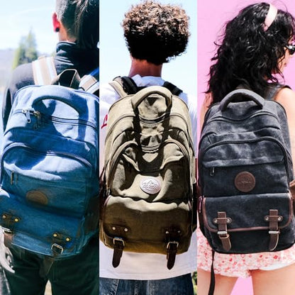 Ama Dablam Premium Original Canvas Backpack/ 17”Laptop/XL-30L/ Many Pockets | Strong Zippers | Thick Cotton | College Travel - color: Sage Green