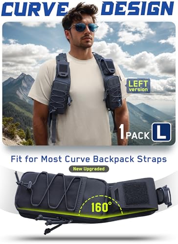 WYNEX Molle Backpack Accessories Pouch of Curve Design Version, Tactical Backpack Strap Pouch Hiking Backpack Attachment Pack - color: Black-1pcs Left