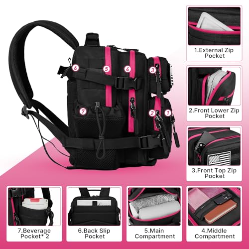 Boomistry 15L Mini Tactical Backpack Small Tactical Backpack for Women, Military Molle Backpack for Gym, Daily (Black Neon) - color: Black Neon-15l