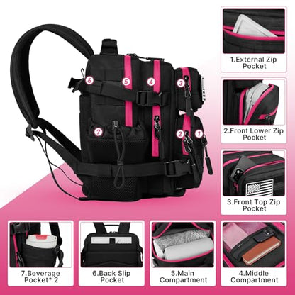 Boomistry 15L Mini Tactical Backpack Small Tactical Backpack for Women, Military Molle Backpack for Gym, Daily (Black Neon) - color: Black Neon-15l