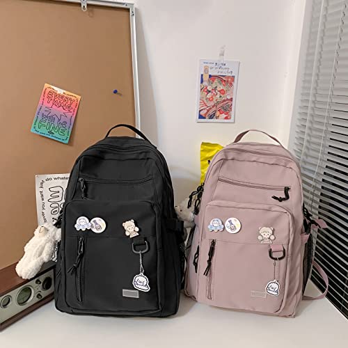 GAXOS Cute Aesthetic Backpack for School Girls Middle Student Bookbag - color: Pink2