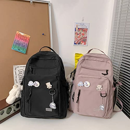 GAXOS Cute Aesthetic Backpack for School Girls Middle Student Bookbag - color: Pink2