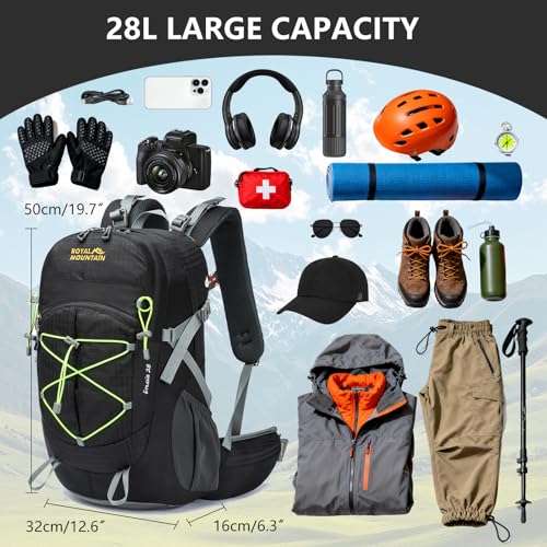 Backpacking Backpack Small Hiking Backpack for Women Men,28L Lightweight Waterproof Travel Backpacks Hiking Daypack for Camping Cycling Outdoor - color: Black
