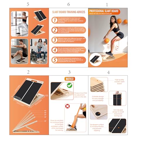 Slant Board for Calf Stretching, Adjustable Wooden Calf Stretcher Incline Board with 3 Pcs Resistance Bands Calf Stretch Board for Squats Leg Knees Heel Ankle Stretching