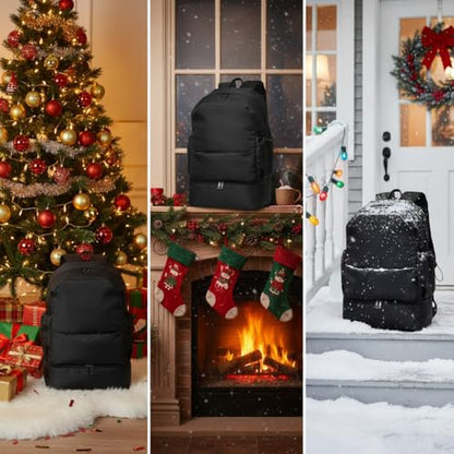 seyfocnia Gym Backpack for Men,Waterproof Travel Backpack With Shoe Compartment Lightweight Sports Gym Bag Casual Daypack-Black - size: 20 Inches