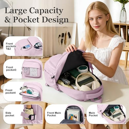 Backpack for School Teens Boys Girls, Large Capacity School bag for Men Women, Cute Bookbag for Students, Lightweight College backpack with lots of pockets(Pink) - color: Pink