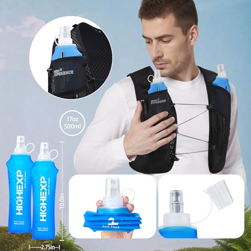 Running Vest Lightweight Packable Trail Hydration with 2 17oz Soft Flask Jogging Marathon Hiking Women Men - color: Black 5L, size: Small