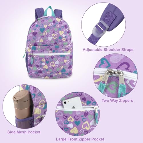 Trail maker 17 inch Backpack for Travel & Commute, Zippered Front & Mesh Side Pockets, Padded Straps - color: Heart Fiesta