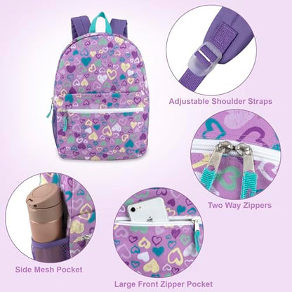 Trail maker 17 inch Backpack for Travel & Commute, Zippered Front & Mesh Side Pockets, Padded Straps - color: Heart Fiesta