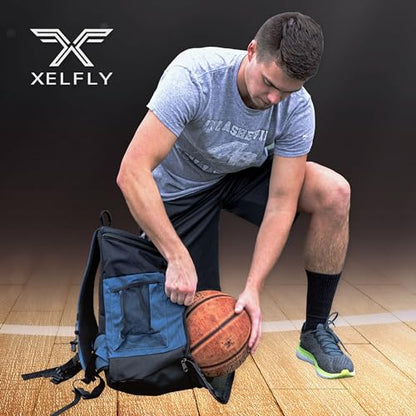 Xelfly Basketball Backpack with Ball Compartment - color: Black