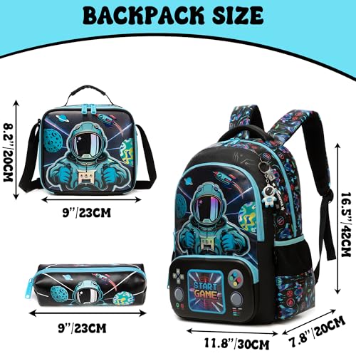 Meetbelify Kids School Backpacks for Girls Boys Backpack with Lunch Bag for Elmentary Students - color: 02 Space