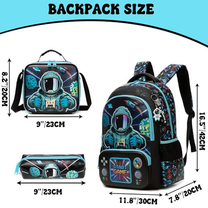 Meetbelify Kids School Backpacks for Girls Boys Backpack with Lunch Bag for Elmentary Students - color: 02 Space