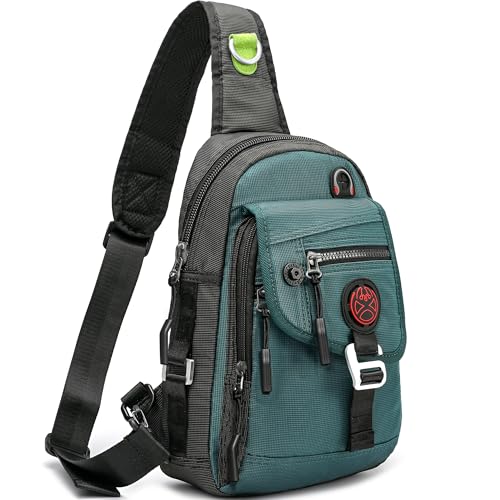 NICGID Sling Bag Chest Shoulder Backpack Crossbody Bags for Tablet Laptop Outdoor Hiking Men Women - color: Dark Green-2629