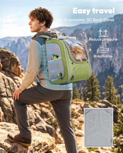 Pecute Cat Backpack Carrier,Large Space Cat Bubble Backpack,Light Green - color: Light Green, size: 12.6"L x 10.2"W x 16.5"H