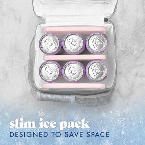 Cool Coolers by Fit & Fresh 4 Pack XL Slim Ice Packs, Quick Freeze Space Saving Reusable Ice Packs for Lunch Boxes or Coolers - color: Light Pink (4 Pack)