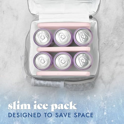 Cool Coolers by Fit & Fresh 4 Pack XL Slim Ice Packs, Quick Freeze Space Saving Reusable Ice Packs for Lunch Boxes or Coolers - color: Light Pink (4 Pack)