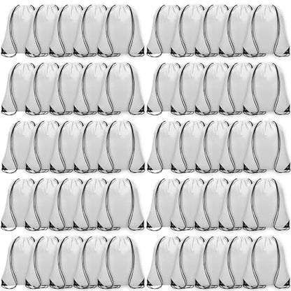 Grneric 50Pcs Drawstring Backpack Bulk Cinch Bag, Drawstring Bags Polyester for Gym Sports Beach Party Trip (White) - color: White