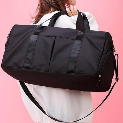 Gym Duffle Bag for Men Women, Waterproof Weekender Overnight Bag with Shoe Compartment and Wet Pocket for Swimming Yoga Travel (Purple) - color: Purple