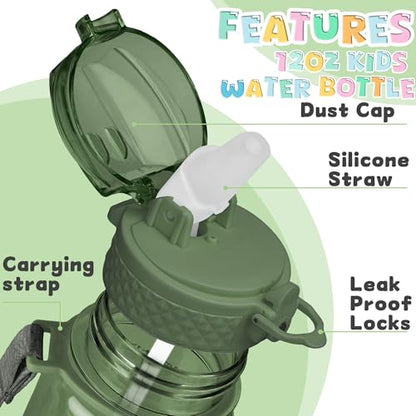 OLDLEY 17oz Kids Water Bottle, Tritan BPA-Free, Leakproof Flip Straw Lid, Motivational Time Marker, Carry Strap, Reusable Clear Water Bottle for Boys & Girls,Jade - color: Jade, style: 17 Ounces