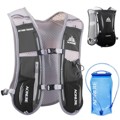 Azarxis Running Water Bottles Flask BPA Free Leakproof Hydration Vest Packs Waist Belt Replacement for Triathlon Marathon Hiking Cycling Climbing Runner - color: #4 Black (5L) with a 1.5L Hydration Bladder