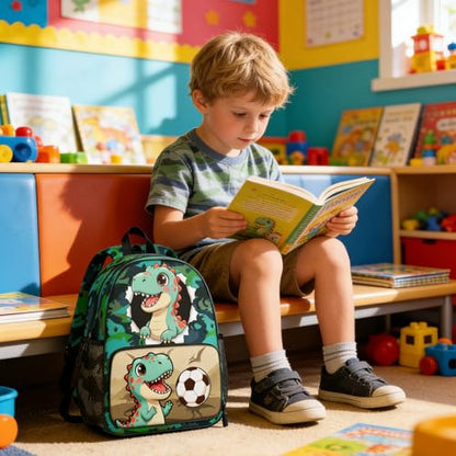 Toddler Backpack for Ages 4-6, 15L Boys Dinosaur Backpack with Chest Buckle, Kindergarten School Bag with Padded Straps - color: Dinosaur
