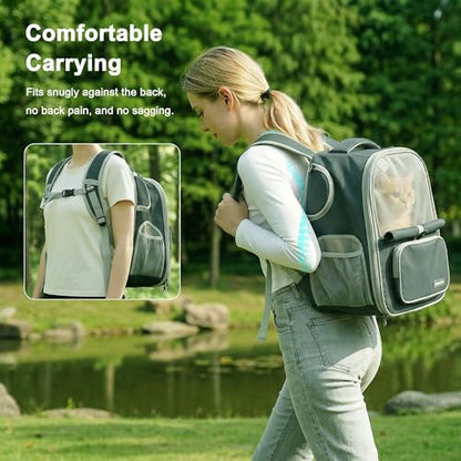 Cat Backpack Carrier Expandable,Pet Travel Backpack for Cats and Small Dogs, 1200D Waterproof Ventilated Mesh with Lockable Zippers, Foldable for Hiking Camping Vet, Up to 18 Lbs,(Green) - color: Green