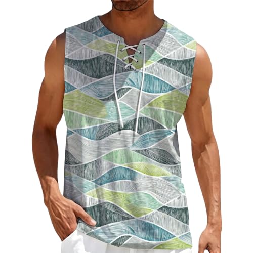 domirica Mens Summer Casual Sleeveless Shirts Plus Size Oversized Trendy Lightweight Pull On Tank Top - color: Wave, size: 5X-Large