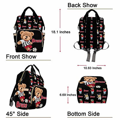 Artsadd Custom Bear Diaper Bag Backpack for Baby Boys, Personalized Name Large Nappy Nursing Orangizer Mommy Bags, Waterproof Travel Daypack for Baby Shower Gifts - color: Bear 03