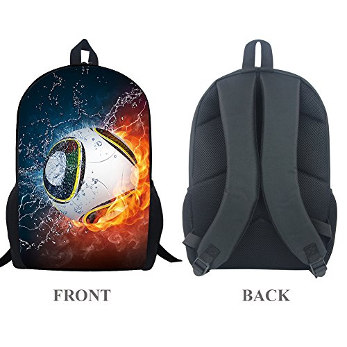 Football Backpack Combustion Pattern School Bookbags for Kids - color: Soccer 2