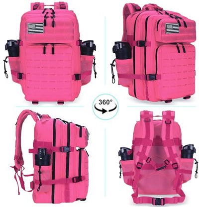 Military Tactical Backpack 45L/25L 3 Day Assault Pack Molle Daypack Hiking Backpack for Men and Women - color: Rose, size: 25L