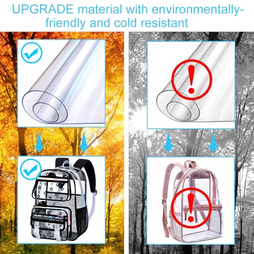 KLFVB 3PCS Clear School Backpack Heavy Duty, Girls See Through Bookbag Set, Cute Transparent Bag for Women - Star Black - color: Star Black Clear Backpack